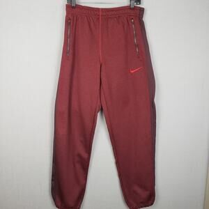 Nike Men's Size M Therma-Fit Track Pant Joggers Maroon Burgundy Red Stripe Mesh